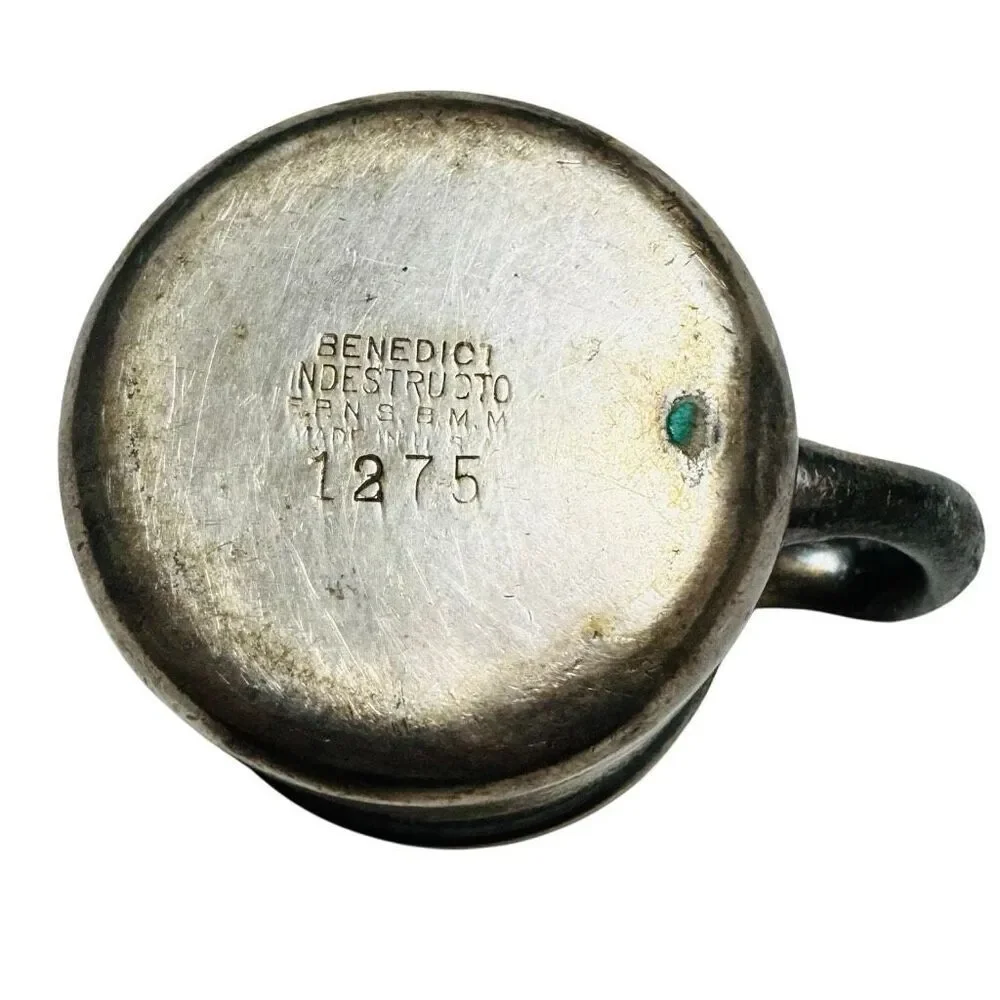 Antique Benedict Indestructo #1275 Creamer Pitcher, Electro Plated Nickel Silver